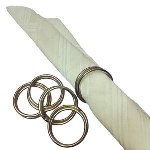 Napkin Rings Silver Toned Round Set of‎ 5 SKUH149